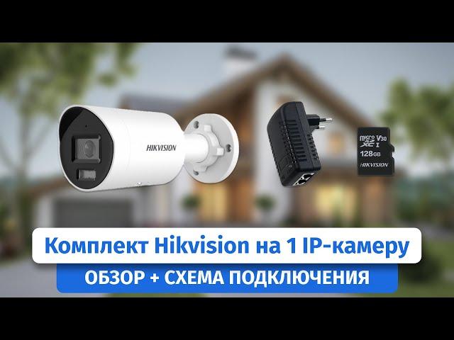 Топовый Комплект видеонаблюдения на 1 камеру 4 Мп с умной ip камерой Hikvision DS-2CD2047G2H-LI