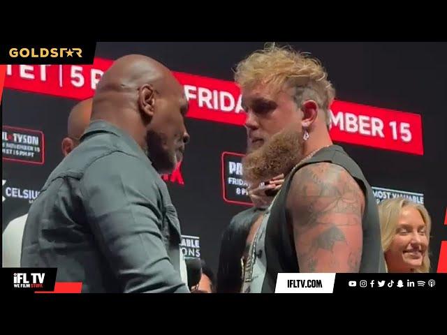 INSANE ANGLE! - MIKE TYSON & JAKE PAUL FACE OFF FOR THE FIRST TIME OF FIGHT WEEK