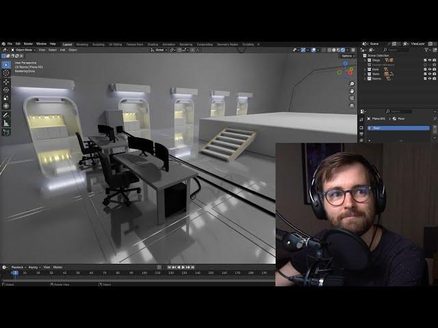 Speed modeling a sci-fi room in 1 hour in Blender 4.2!