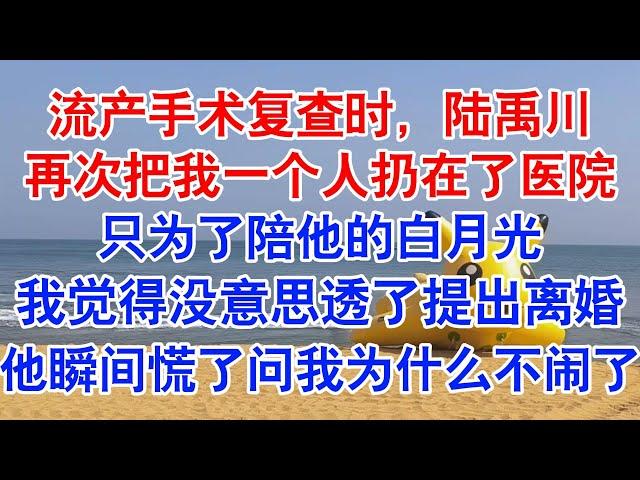 流产手术复查时，陆禹川再次借口离开把我一个人扔在了医院。我习惯了，也不去追问他的借口是真是假。复查后我自己拿药回家。#小说 #故事 #爱情故事 #情感 #情感故事 #亲情故事 #为人处世 #婚姻