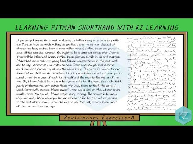 Pitman Shorthand -  Revisionary Exercise (A) Dictation (55 WPM) - KZ Learning