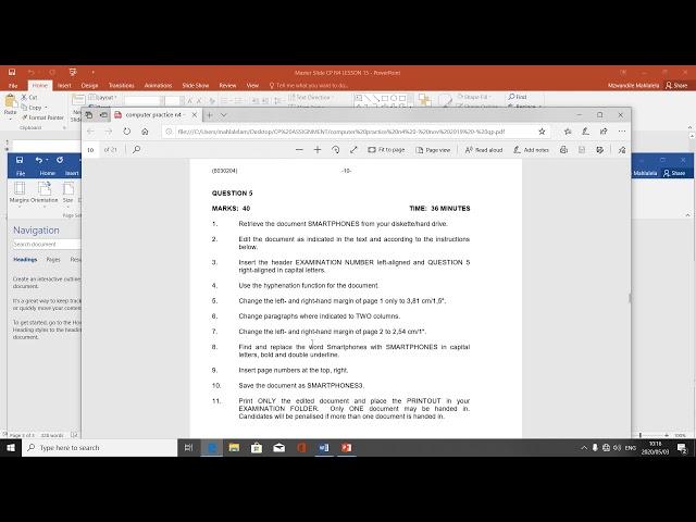 Computer Practice N4 (Summary/ Revision on Editing a Word Document - Lesson 15) - Mr. M.H. Mahlalela