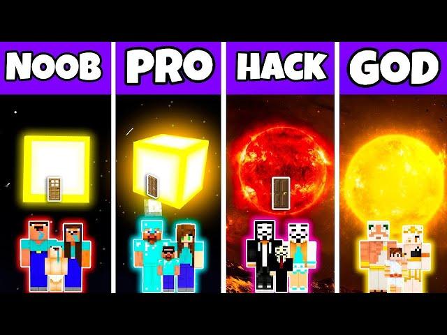 Minecraft Build Challenge: Noob vs Pro vs Hacker vs God