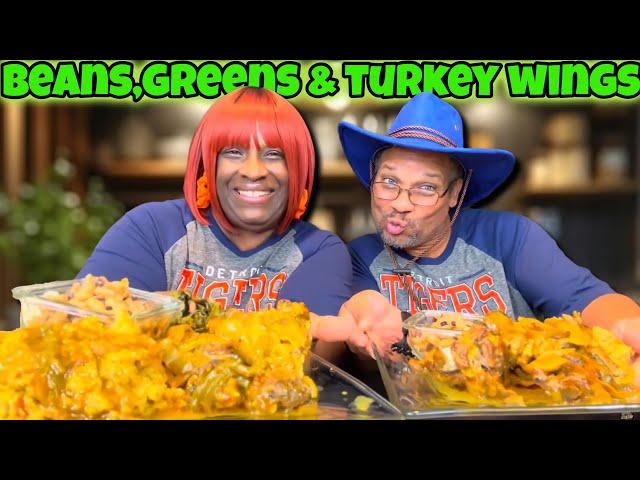 Beans, Greens, & Turkey Wings Mukbang FEAST | Soul Food Delight