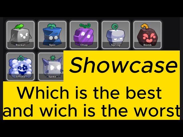 Showcase all common fruits in Blox Fruit. Which is the best and wich is the worst