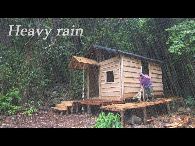 1 Years Alone In The Forest Building A Log Cabin - Making beds, Making hydroelectric power,Off Grid