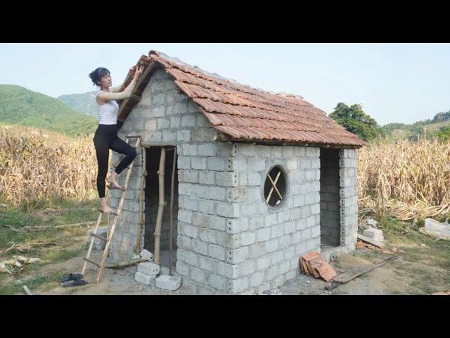 160 Days to Build a Log Cabin - Building Complete House Use bricks, gravel, cement / Video Timelapse