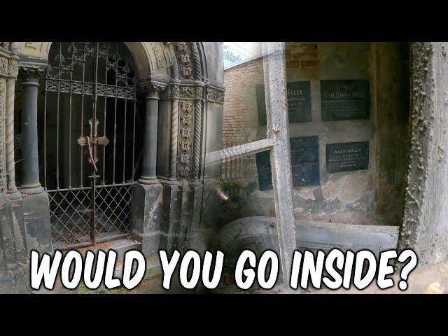 Peeking Inside Creepy Mausoleum's in a Cemetery | Prague Compilation