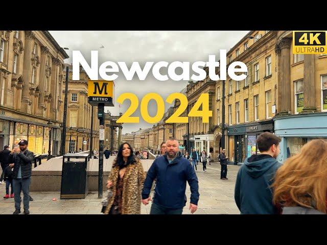 Newcastle, Walk around the City Centre 2024. 4K