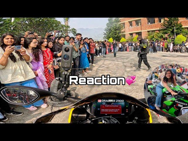 First Day in College on My Kawasaki Zx10r | College Fest | Cute Girl Reaction #zx10r #cute #z900