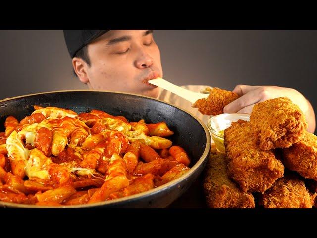 치즈가 쭉~ 늘어나는 롤통치즈돈까스와 엽기떡볶이 먹방~!! 리얼사운드 ASMR social eating Mukbang(Eating Show)