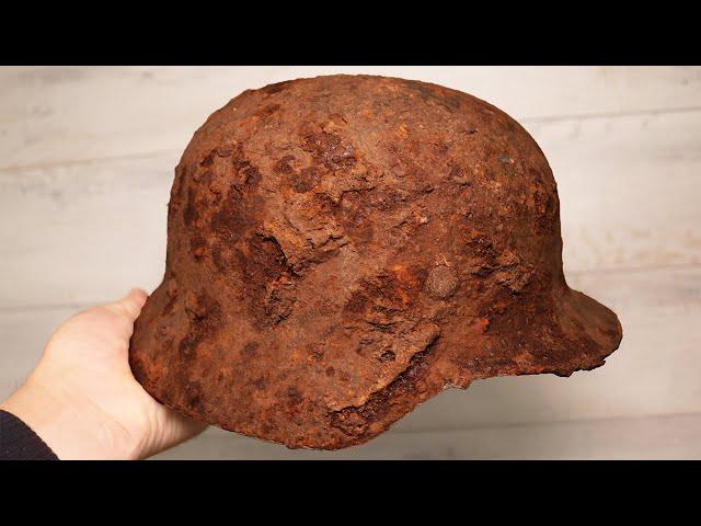 Preservation Very Rusty German Wehrmacht Helmet M35 - Restoration Project