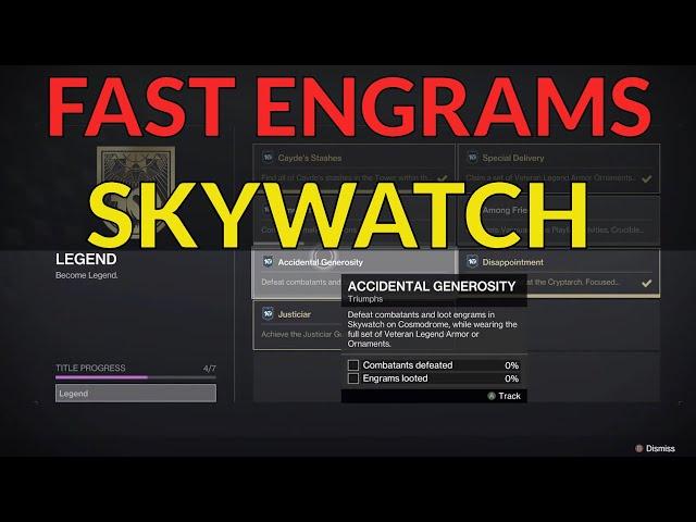 FAST ENGRAM FARM - SKYWATCH LEGEND TITLE - TRIUMPH ACCIDENTAL GENEROSITY GUIDE Prime Exotic