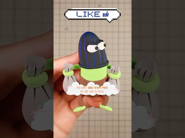 Hô biến siêu trộm mini từ đất sét tự khô #diy #clay #clayart #cute #funny #handmade #viralvideo
