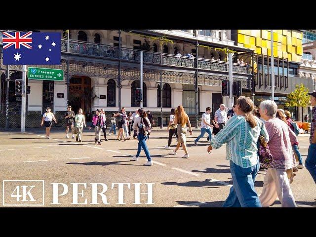 Downtown of Perth, Australia walking tour 4K 2024