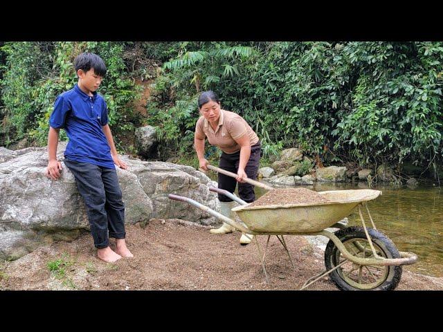 Single mother plows land, shovels sand, improves roads - single mother life