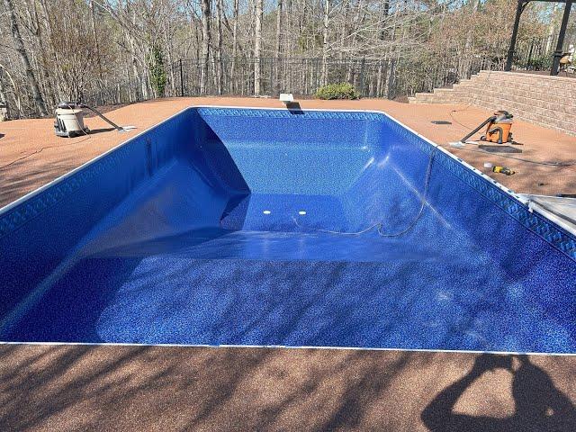 DIY Pool Liner Replacement and Pebblestone decking