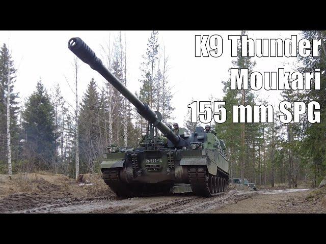 K9 Thunder (Moukari) SPG 155 mm Howitzers On Forest Track [4K]