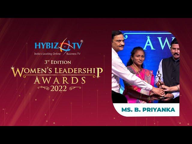 B. Priyanka | Stree Nidhi Award | Women's Leadership Awards 2022 | Hybiz tv