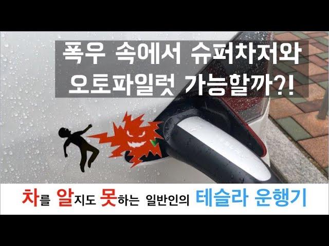 [차알못 테슬라] 폭우 속에서 슈퍼차저 가능할까??!! 폭우 속 슈퍼차저와 오토파일럿 리뷰!