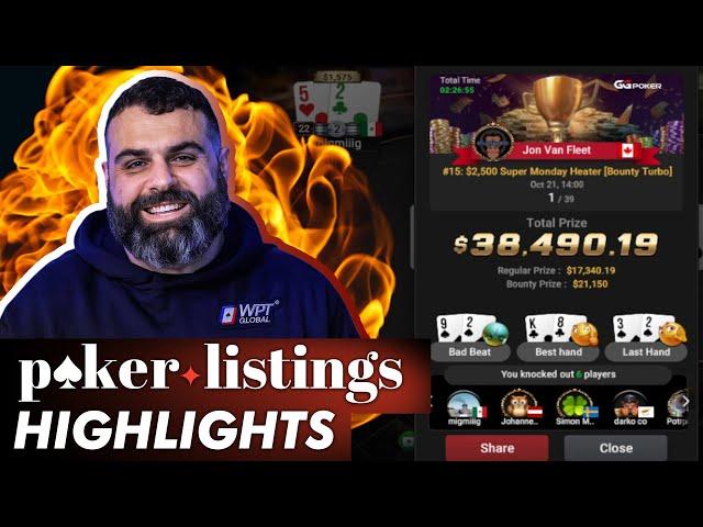 Apestyles wins $38,000 in a Monday Super Heater! Online Poker Highlights!