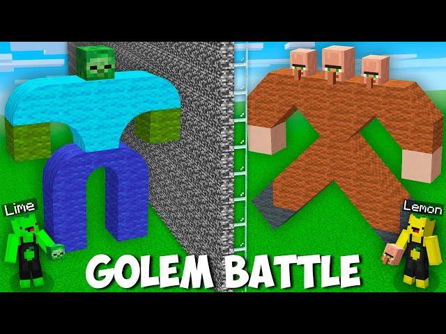 I created THE NEWEST ZOMBIE VS VILLAGER GOLEM BATTLE in Minecraft ! INCREDIBLE GOLEM !