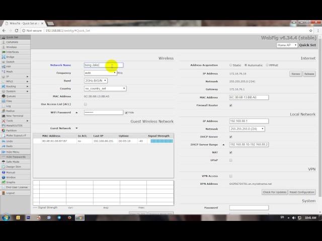 How to change password mikrotik 951G