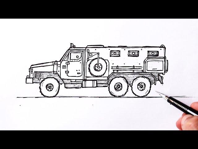 How to draw a Military vehicle easy | Taurus Art