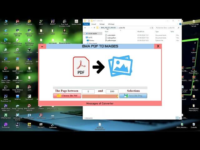 شرح كيفية إنشاء برنامج لتحويل ملفات pdf إلى صور png من خلال لغة البرمجة python و delphi