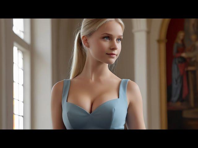 4K AI Art Lookbook Model video | fashion show | paris 2024 | Scandinavian Churches and Fjords