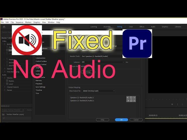 No Audio During Play | Premiere Pro - How To Fix No Sound  | 2023