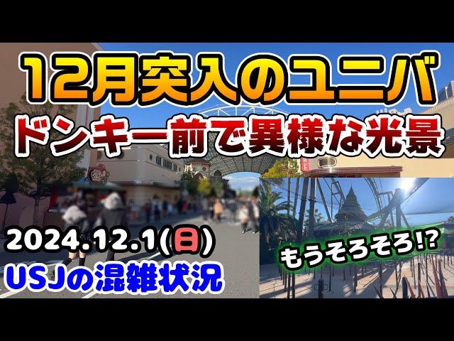 【USJドンキーオープン前で驚愕の混み具合に‼︎】12月突入の休日まとめ‼︎ジュラシックパークに進展⁉︎2024年12月1日日曜日、ユニバーサルスタジオジャパンの混雑状況