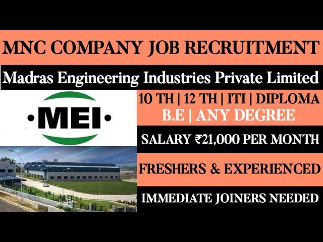 Madras Engineering Industries Pvt Ltd Job Vacancy||Ambattur Jobs||Tamilnadu Jobs||Mnc Jobs||