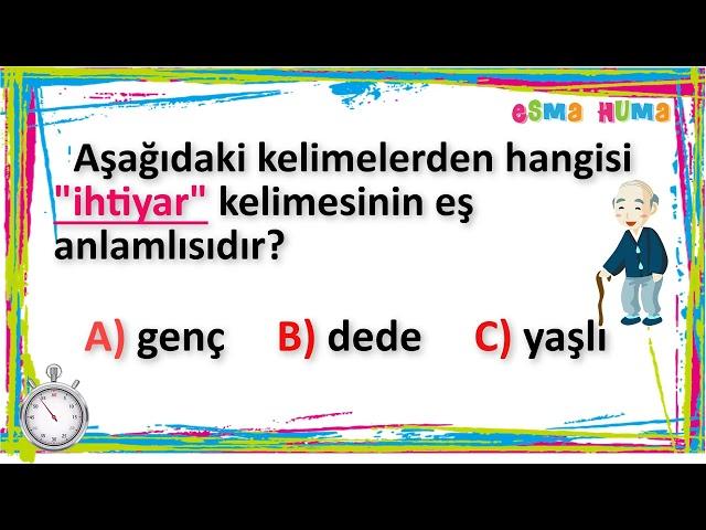 2. Sınıf - Türkçe : Test Çöz ! / Eş Anlamlı Kelimeler TEST ( 5 Soru 5 Cevap )