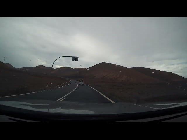 rainy drive from costa teguise back to playa blanca