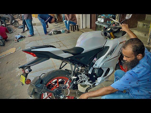 India’s 1st R15 v4 intensity white Exhaust modification (Best Exhaust shop in Hyderabad