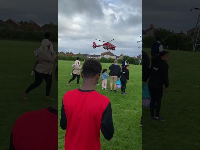 Helicopter Crash  at Lysaghts Park , Is It? #newport #Wales #helicopter #familyfunday