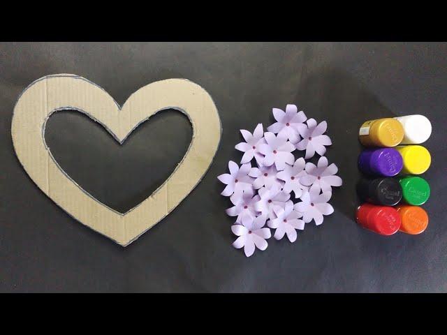 Flowers Wall hanging Heart Decor Craft ideas | Craft with paper for home decoration