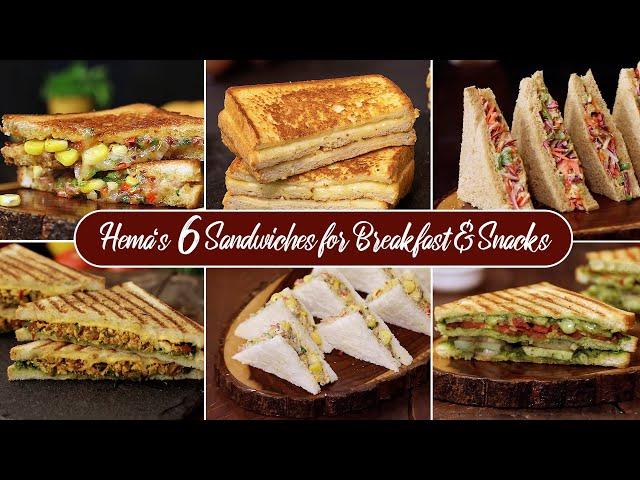 6 Unique Sandwich Combinations | Delicious Sandwich Recipes for Breakfast & Snacks | Bread Recipes