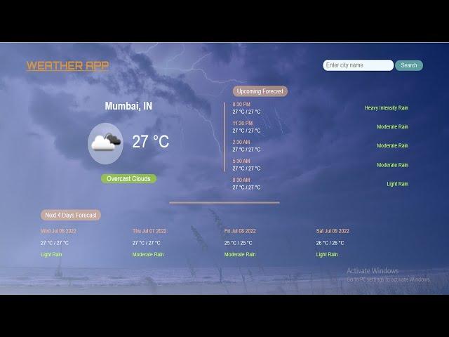 Weather App using HTML CSS and JavaScript