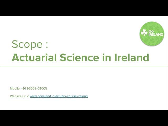 Scope of Actuarial Science in Ireland | GoIreland @9150049665