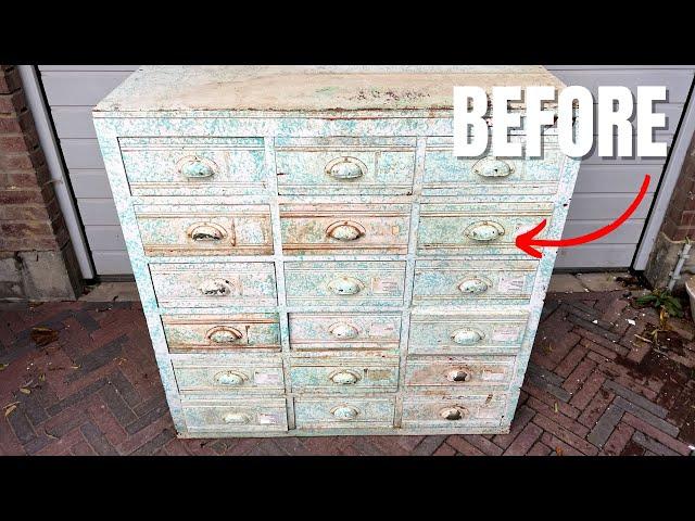 Antique Wooden Apothecary cabinet restoration I ASMR restoration no talking