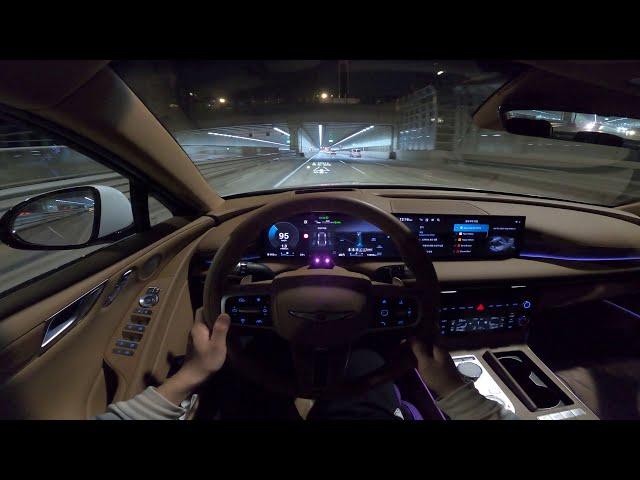 2025 Genesis G80 V6 3.5 Turbo AWD POV Night Drive