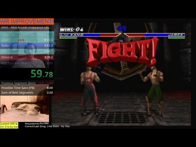 Mortal Kombat 4 Speedrun World Record Master II Ultimate Endurance 2m19s