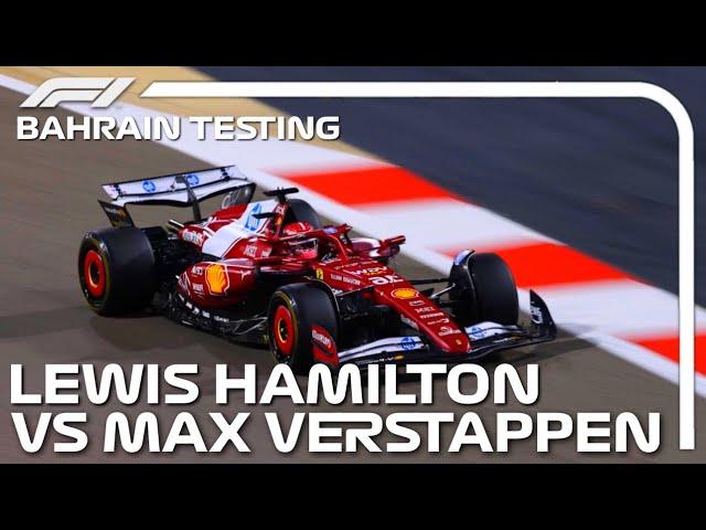 F1 2025 | LEWIS HAMILTON vs MAX VERSTAPPEN testing Ferrari SF-25 at Bahrain Circuit