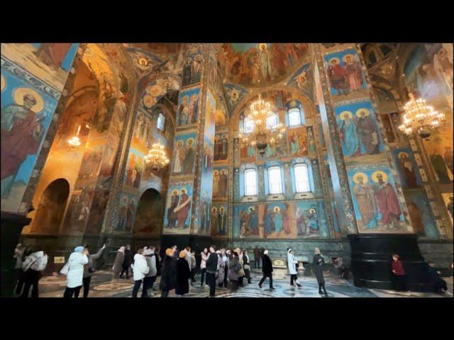 Inside of The Church of The Savior on Spilled Blood in St Petersburg, Russia