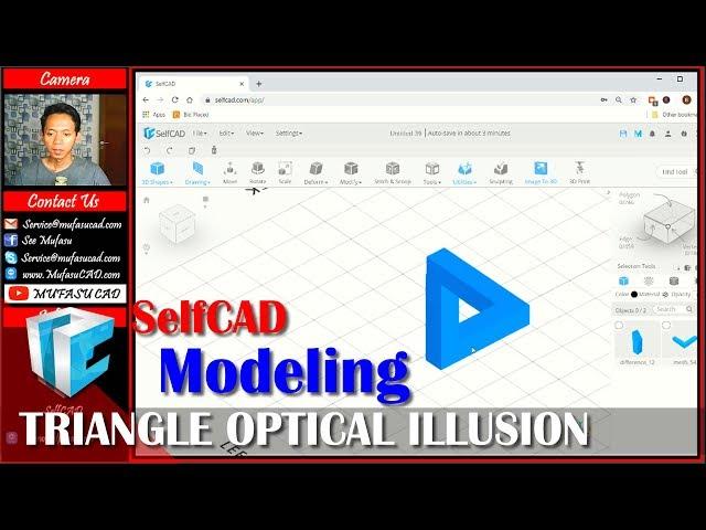 SelfCAD 3D Triangle Optical Illusion Modeling Tutorial For Beginner