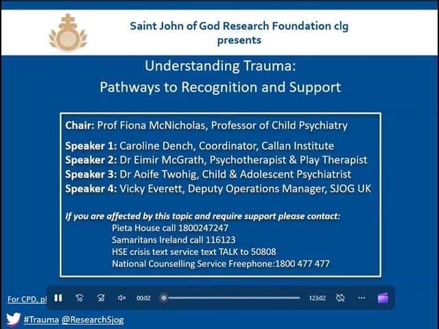 SJOG Research Foundation Learning Exchange Series: Understanding Trauma Speaker 1 Dr Caroline Dench