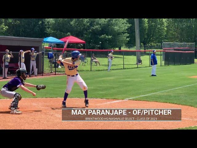 Baseball Recruiting Video (Game Hitting Only) - Max Paranjape (2023) - OF/Pitcher from Brentwood, TN