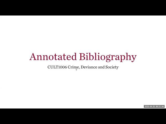 Assessment 3 Question & Annotated Bibliograhy